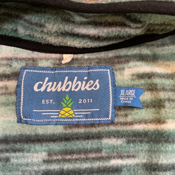 Chubbies Alpine Fleece 1/4 Zip Geometric Mock Neck Pullover Men’s XL Teal Green - Picture 6 of 8
